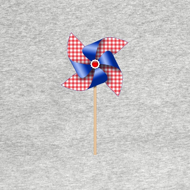 Red Gingham Check Patriotic Pinwheel | Cherie's Art Original (c)2020 by CheriesArt